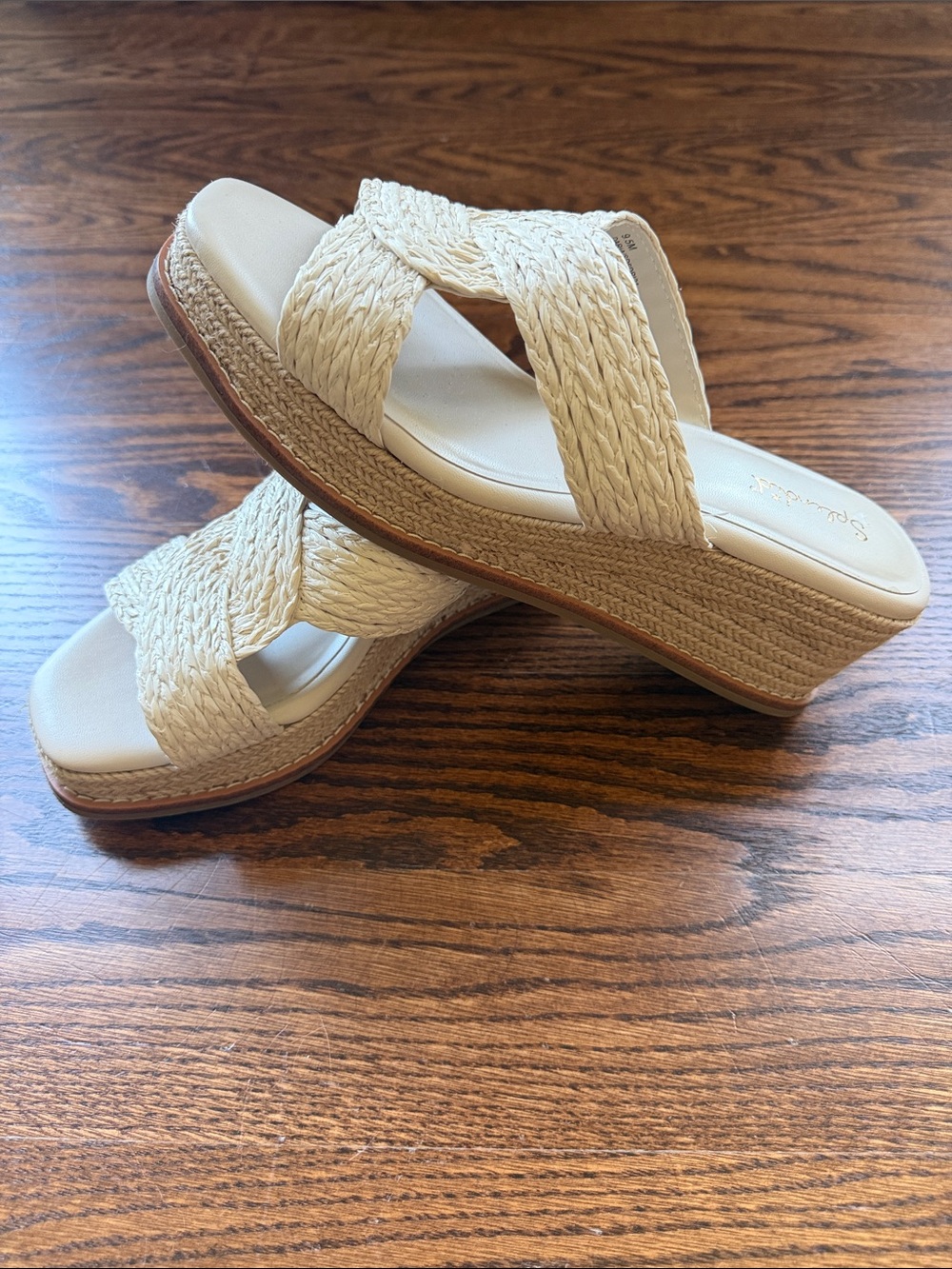 Splendid Cream Braided Wedge Slide Sandals